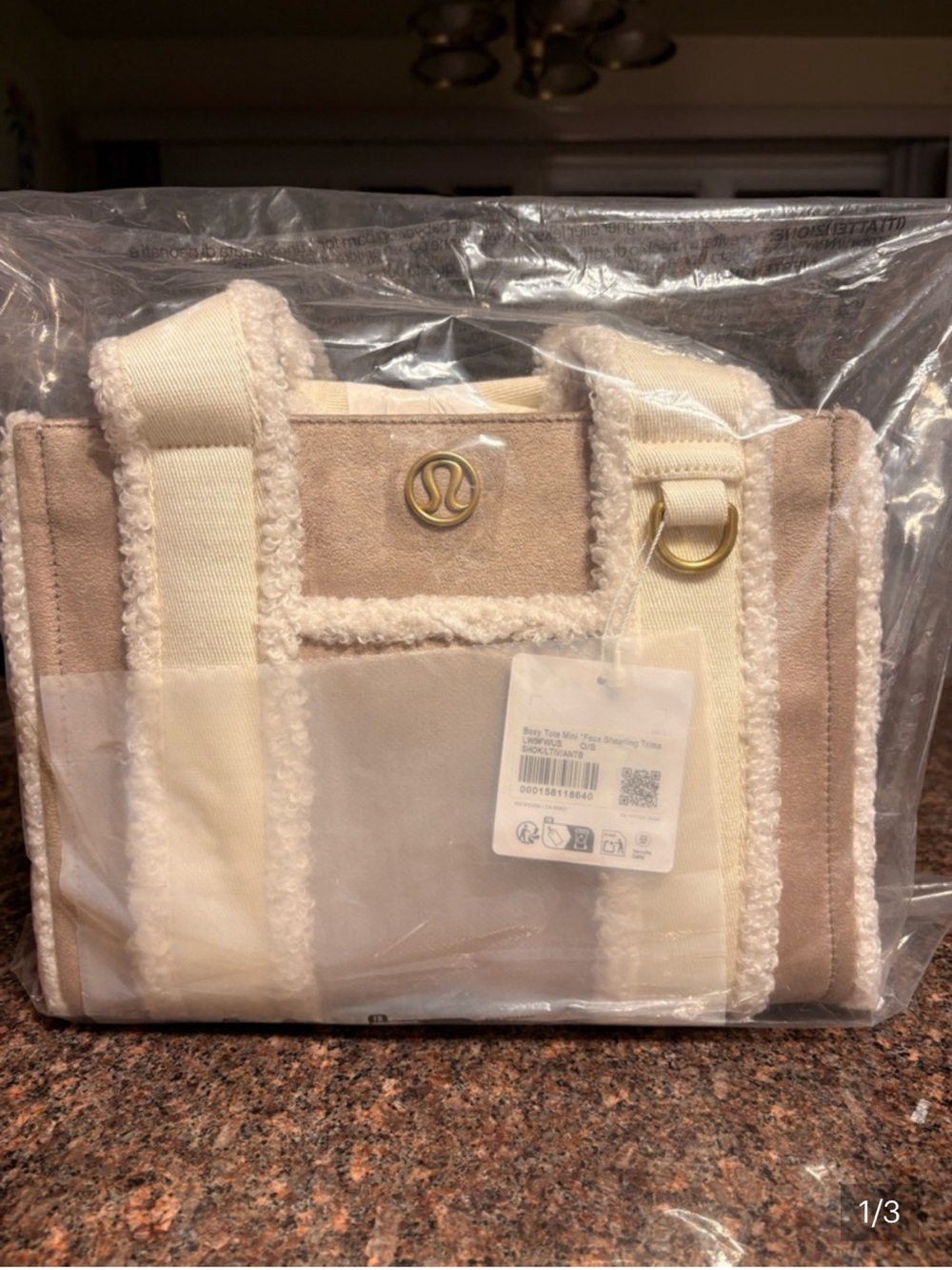 lululemon  Boxy tote mini faux shearling trims 11”w x 9”h 4” depth - Picture 2 of 8